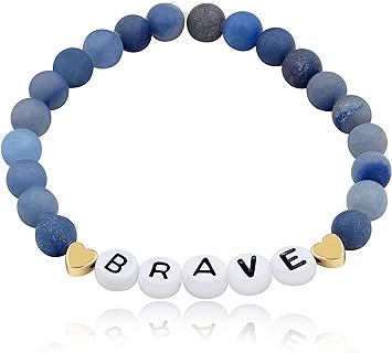 Faith Brave Love Inspirational Bracelets, Natural Matte Aventurine Beads Bracelet 17cm/6.7inch