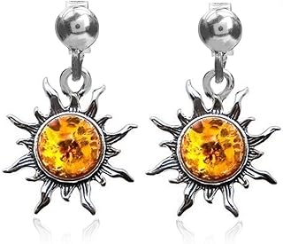 Ian and Valeri Co. Amber Sterling Silver Flaming Sun Stud Earrings