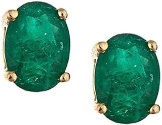 Women's Gin & Grace 14K Yellow Gold & Natural Zambian Emerald Stud Earrings with Push Back Design