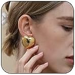 Apsvo Chunky Gold/Silver Hoop Earrings for Women, Statement Heart Earrings Hypoallergenic Gold Plated Earrings Fashion Jewelry