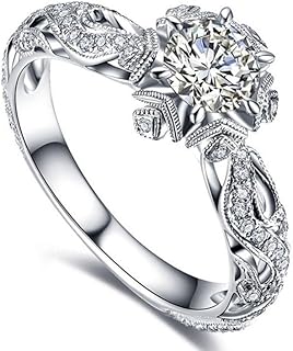 Wedding Bands Engagement Rings for Women Vintage14K Gold Plated 925 Sterling Silver Cubic Zirconia Promise Rings for Her Infinity Anniversary Simulated Diamond Ring