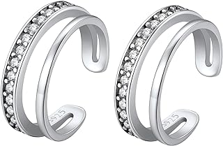 Clip-On Cubic Zirconia Ear Cuffs in White Gold Plated Sterling Silver for Women and Girls, Non-Piercing, Hypoallergenic, Conch Cuff Earring with Dainty Huggie Design