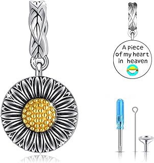 Cubic Zirconia Sterling Silver 'You Are My Sunshine' Charm Bracelet with Snake Chain and Sunflower Urn Bead for Women