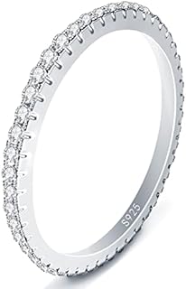Elegant Moissanite Eternity Band Wedding Ring, 0.57ct D-Color Lab-Created Diamond set in Sterling Silver, Brilliant Round Cut - Size 7