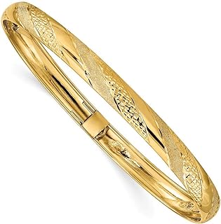 Other-Clasp-Type 14K Gold Twisted Bangle, Women's Sparkle Cut Flex Cuff Bracelet, Distinctive No-Gemstone Jewelry Gift