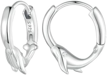 Chic Sterling Silver Dolphin Hoop Earrings with Cubic Zirconia for Women and Teen Girls