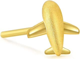 24K Solid Yellow Gold Angel Wing Stud Earring, Unique Design, Secure Plastic Backing, Perfect Gift for Women, by Chow Sang Sang (Single Piece) 91966E