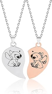 Simyron Collier d'Amitié pour 2 avec Coeur Pendentif Anime et Chaine en Alliage, pour Enfants et Adolescents, Idéal pour Anniversaires et Festivals