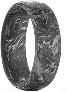 NUNCAD Men's Carbon Fiber Wedding Band with Gold Foil Inlay, 8mm Comfort Fit Black Engagement Ring, Sizes 7-12