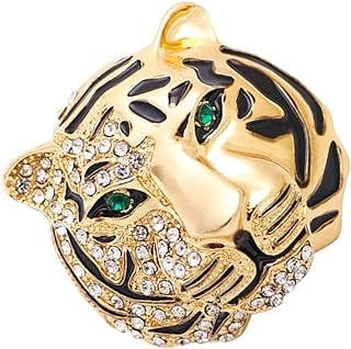 Tiger Head Brooch Animal Brooch Pin: Tiger Leopard Head Rhinestone Brooch Pin Golden Suit Brooch Lapel Pin Badge Vintage Enamel Brooch Clothes Accessory