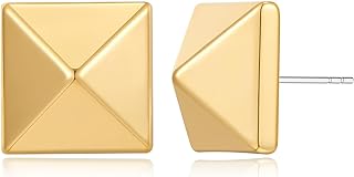 Elegant Gold Square Stud Earrings with Push Back Design by HESSAWELL - Minimalistic Brass Birthday Jewelry for Women