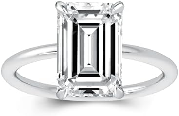 3.5ct Solitaire Elongated Emerald Cut Engagement Ring for Women,Sterling Silver Simulated Diamond Promise Ring