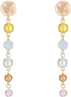 Glass Bead Drop Earrings Hypoallergenic Lightweight Bead Long Droplet Dangle Threader Earrings Festival Jewelry Gifts for Women Girls