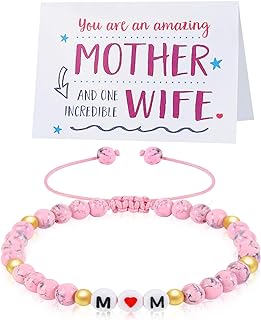 GOIPKO Mother's Day Gifts from Husband,Birthday Gifts for Mom,Best Mama Personalized Unique Handmade Chakra Thoughts Bracelet Wedding Anniversary Romantic Gifts for Wife