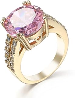 14K Rose Gold Cushion Halo Cubic Zirconia CZ Engagement Ring Set with Pink Artificial Diamond Women's Cocktail Ring Single Stone Women's Wedding Ring