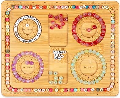 Svartur Bamboo Wood Bead Board Bracelet for Jewelry Enthusiasts, Rectangular 9.61" X 7.8" Design, Versatile for Bracelets and Anklets Crafting, Features Imperial Measurements