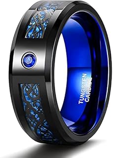 Men's & Women's Black and Red Wedding Rings: TRUMIUM 8MM Tungsten Carbide Ring with Cubic Zirconia Gems, Celtic Dragon Design