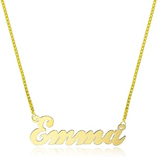 Spring Ring Clasp 14K Yellow Gold Custom Name Pendant Necklace with Box Chain - Ideal for Personalized Gifts - Classic Design