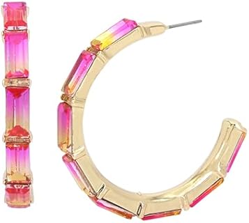 Betsey Johnson Womens Baguette Hoop Earrings