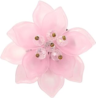 Acrylic Lotus Flower Brooch Pin for Women Girls Fashion Crystal Cherry Blossom Leaf Petal Brooches Lapel Pins Resin Cute Sakura Dress Accessories Dainty Birthday Holiday Wedding Jewelry Gift