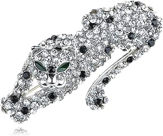Hidden-Safety-Clasp Panther Brooch - Alilang Women's Black Crystal Rhinestone Leopard Cat Mouse Design - Fashion-Forward Metal Alloy Brooch for Animal Lovers