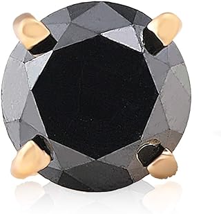 Stunning Push-back Brown Stud Earring with 1ct Black Diamond in 14K Yellow Gold - A Unisex Gold Accent Earring Perfect for Classy Outfits