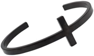 Box Chain Stainless Steel Sideways Cross Cuff Bracelet for Women, Modern Elegance Design