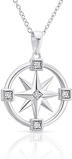 Art and Molly 925 Solid Sterling Silver Compass Rose Necklace Graduation Gift for Her, On your Journey of Life! New Journey Gift
