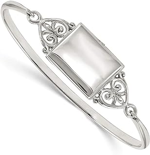 Sterling Silver Personalizable Bangle Bracelet & Pendant Necklace Set with Secure Clasp - No Gemstones