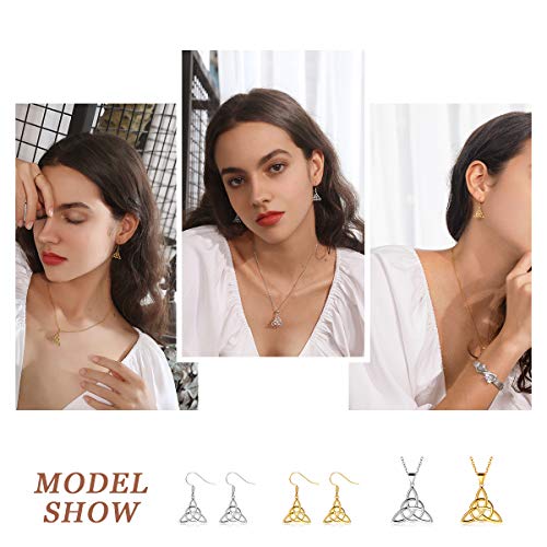 ChicSilver 925 Sterling Silver Good Luck Irish Celtic Knot Necklaces Vintage Triangle/Cross/Round Pendant Necklaces Gift for Women (with Gift Box)