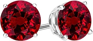 1/2-10 Carat Total Weight Natural Diamond-Adorned Ruby Stud Earrings with Secure Push Back in Rose Gold