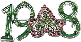 Pin-Clasp Pink & Green Sorority Brooch - Vibrant Greek Design - Alloy Crafted Graduation Gift for Soror Sisters and Mothers