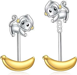POPLYKE Mermaid/Monkey Stud Earrings for Women Sterling Silver Animal Earrings Jewelry Gifts