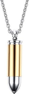 Stainless Steel Polished Bullet Urn Pendant Necklace Memorial Ash Keepsake Cremation Jewelry