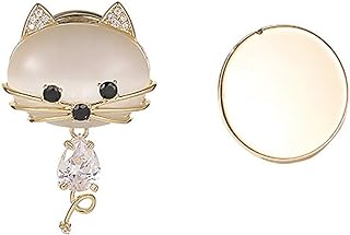Rhinestone Cat Brooch for Women Girls Fashion Dainty Crystal Teardrop CZ Gold Cute Animal Kitten Button Lapel Pin Dress Suit Scarft Asscessories Jewelry Christmas Winter Holiday Gifts