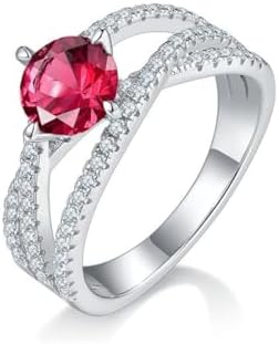 Charming Pink Tourmaline Engagement Ring with Ruby Gem in Sterling Silver - Round Cut Design Size 7