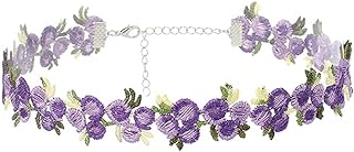 Women Boho Flower Embroidered Lace Choker Necklace