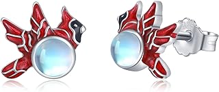 Cardinal Earrings Sterling Silver Moonstone Stud Earrings Cardinal Gifts for Women Grils