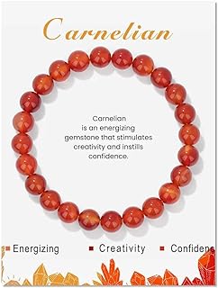 No-Clasp Stainless Steel Bead Chain Carnelian Bead Bracelet for Men and Women - Natural Healing Crystal Design