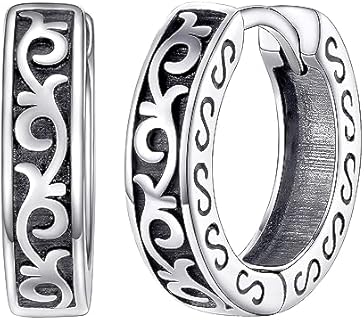 Silvora Sterling Silver 10mm Hinged Hoop Huggie Earrings for Women and Men - Wedding Band Style, No Gems, with Hinged Hoop Back Finding
