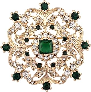 Sisslia Vintage Brooch Broach Large Gold Brooch Rhinestone Brooch Flower Brooch Pins for Women Brooches and Pins for Women Wedding Banquet Christmas Valentine's Day