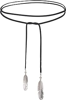 Doubnine Boho Feather Wrap Choker Necklace for Women and Girls, Vegan Suede Cord Necklace with Silver Feather Charms, Versatile Gothic Brown and Black Accessories
