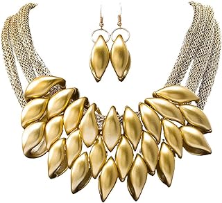 Ball Clasp Alloy Choker - Barode African Bib Statement Necklace for Women and Girls - Chunky Tribal Design