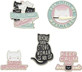 5Pcs Cat Brooch Cute Cartoon Kitty Cat Brooch Pin Enamel Animal Cat Lapel Pin for Women Girls Christmas Jewelry Gift Hat Bags Decoration