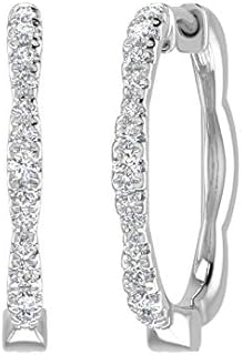 1/4 to 1/2 Carat Round Diamond Hoop Earrings in 10K Gold or 950 Platinum