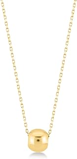 14k Solid Gold Bead Necklace | 14k Yellow Gold Small Bead Pendant Necklaces for Women | Beaded Necklace | Delicate Round Jewelry | Gifts for Christmas, 18"