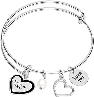 Lobster Claw Clasp Sterling Silver Charm Bangle Bracelet, Box Chain Style for Women, Designed by LeCalla, Coated for Anti-Tarnish, Perfect Gift Option