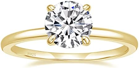 EAMTI 1.5CT 925 Sterling Silver Engagement Rings Round Cut Solitaire Cubic Zirconia CZ Wedding Promise Rings for Her Wedding Bands for Women Size 3-13