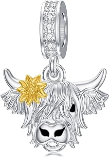 Stunning Sterling Silver Cow Charm Bracelet, Ideal Gift for Mother's Day with Unique Animal Bead Design