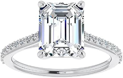 Silver Clasp 2.18 CT Moissanite Emerald Engagement Ring, Infinity Design Eternity Wedding Band For Women, Vintage Halo-Setting Anniversary Gift